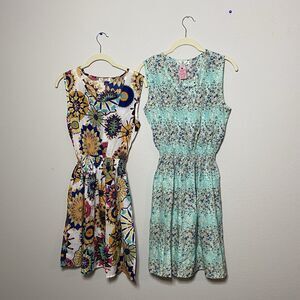 2 PC LOT Drunken Tango XXL Short Swim Coverup Popover Polyester Skater Sundress